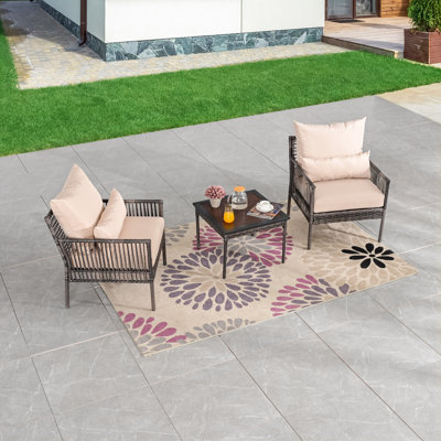 Aalaysia 3-Piece Outdoor Wicker Conversation Set