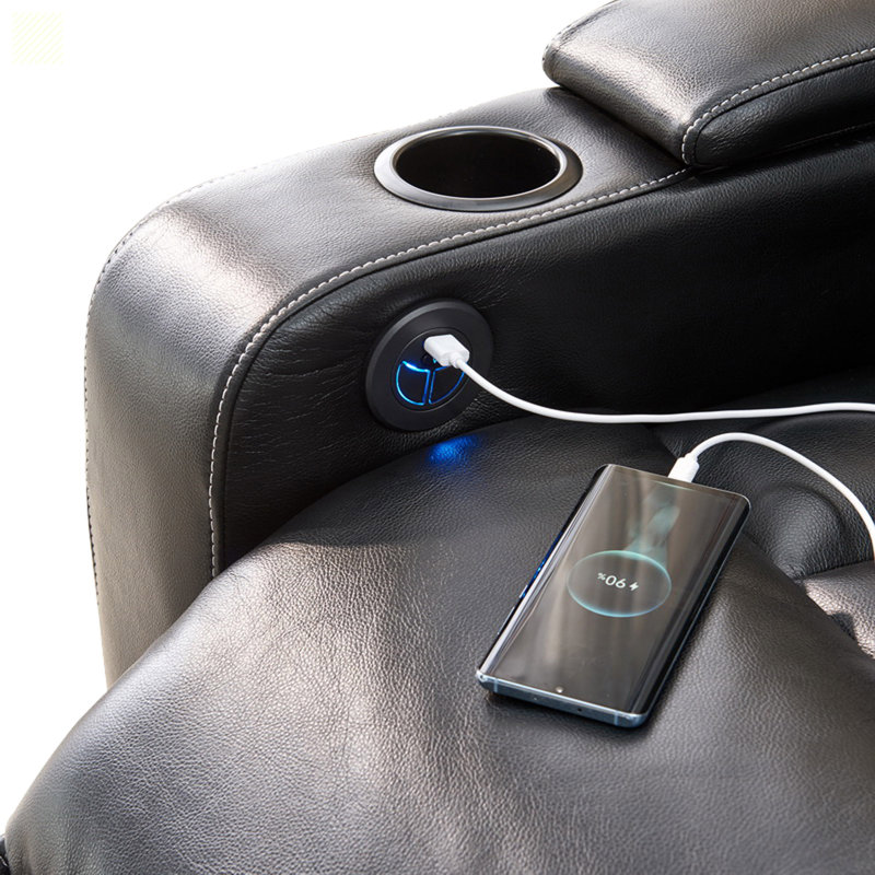 Power Recliner With LED Strip And USB Port