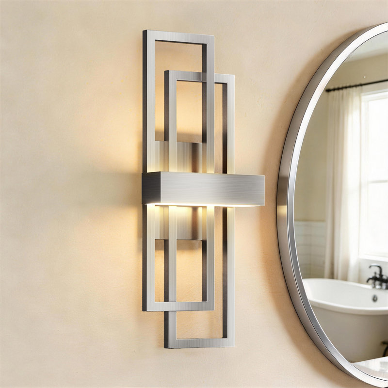 Applique murale encastrée en aluminium à DEL H 20 po Gursimar, H 20 po x l 7,9 po x P 5,1 po, Nickel poli