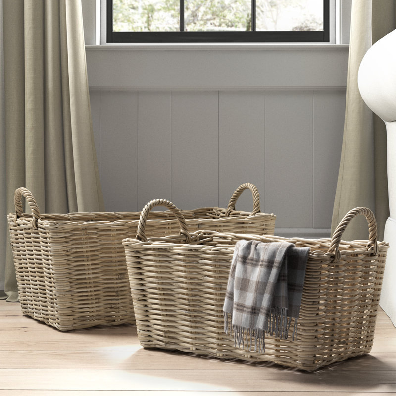Handmade Seagrass Basket With Handles - Set of 2
