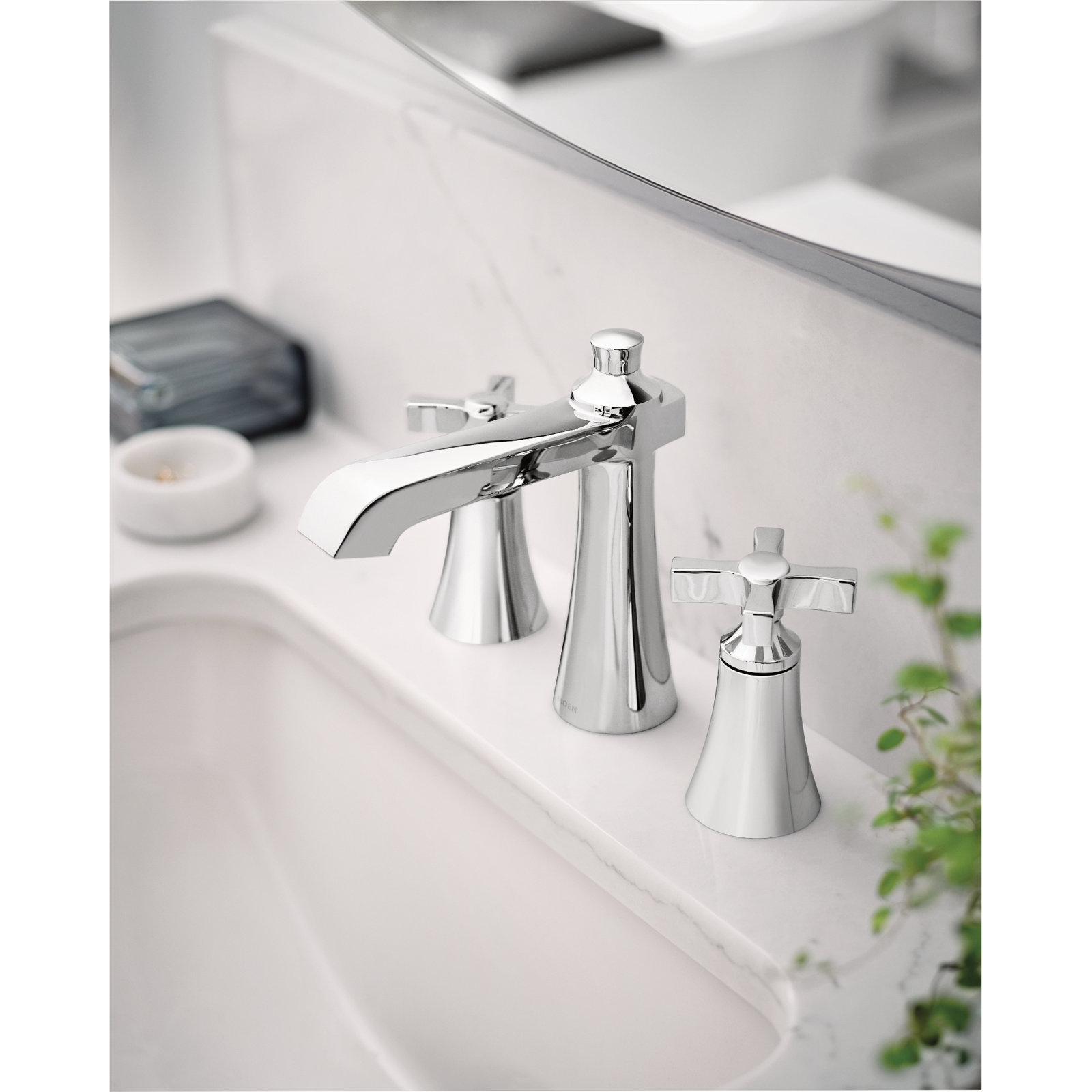 Moen Flara Cross-Handle Widespread Bathroom Faucet Trim Kit, Valve Required, Chrome