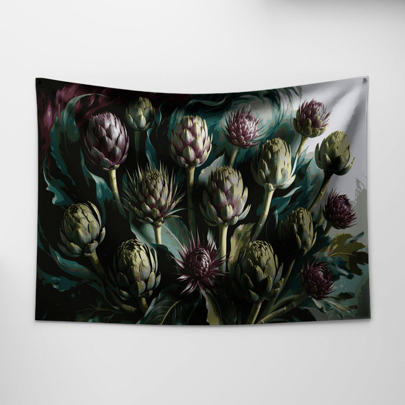 Tapisserie murale légumes et artichauts, 88 po x 104 po