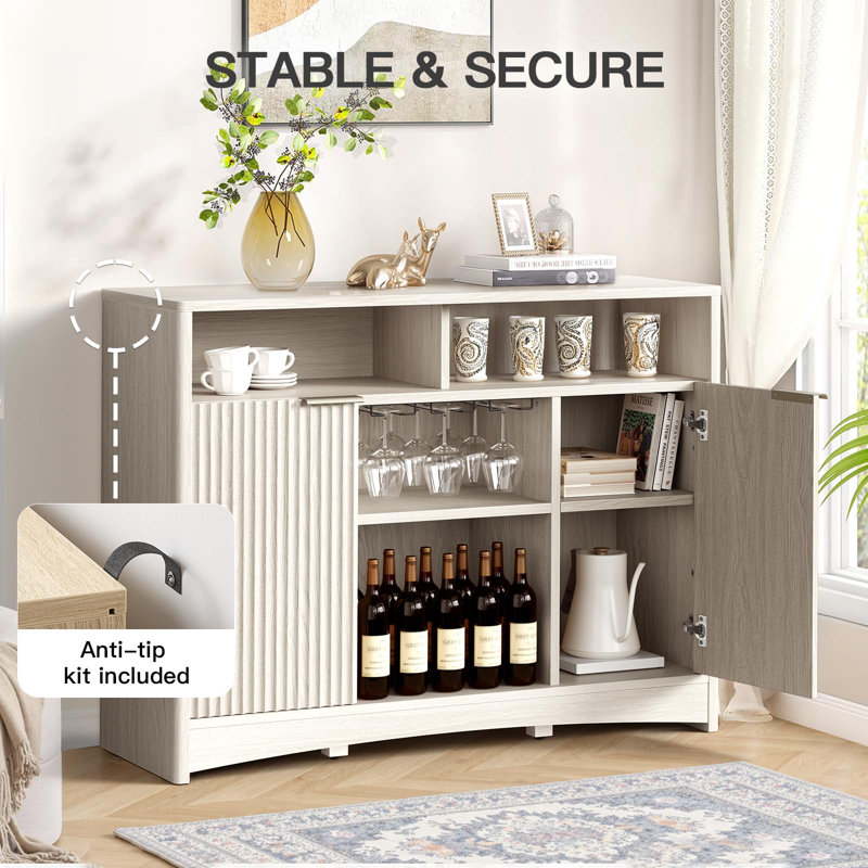 Modern Dining Table Cabinet Storage Space, Suitable For Dining Room, Living Room Coffee Bar, Gray