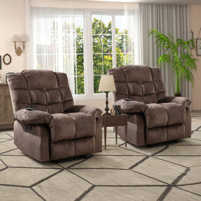  38.9" Wide Cozy and Supportive Manual Recliner Chair with Heat and Vibration Massage (Set Of 2)