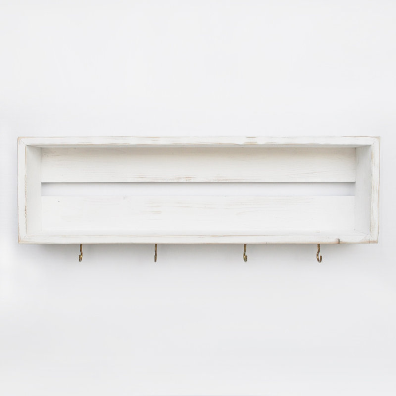 Wym 2 Piece Solid Wood Floating Shelf with Adjustable Shelves, White