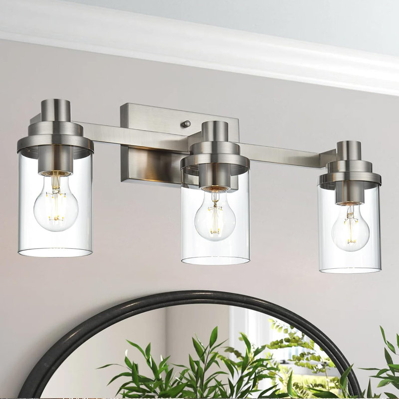 Modern Vanity Lighting Fixture With Clear Glass Shade, E26 Socket, For Bathroom, Kitchen, Bedroom, Hallway, Brushed Nickel
