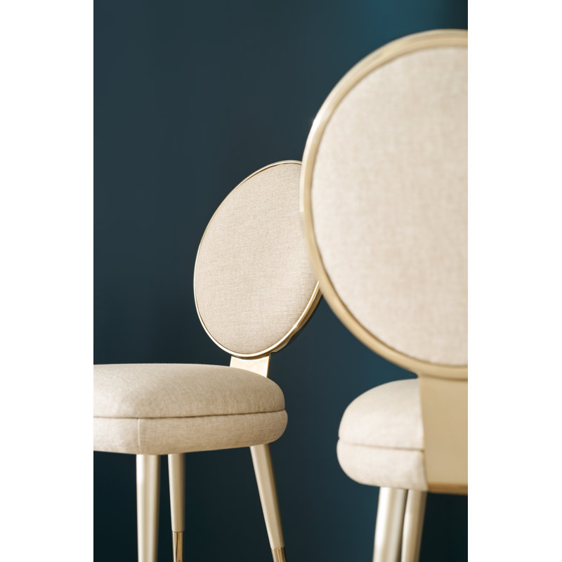 Caracole Upholstered Dining Chair, Polyester Blend Cream, Cream