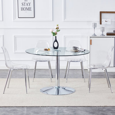 40'' Round Glass Top Dining Table Set