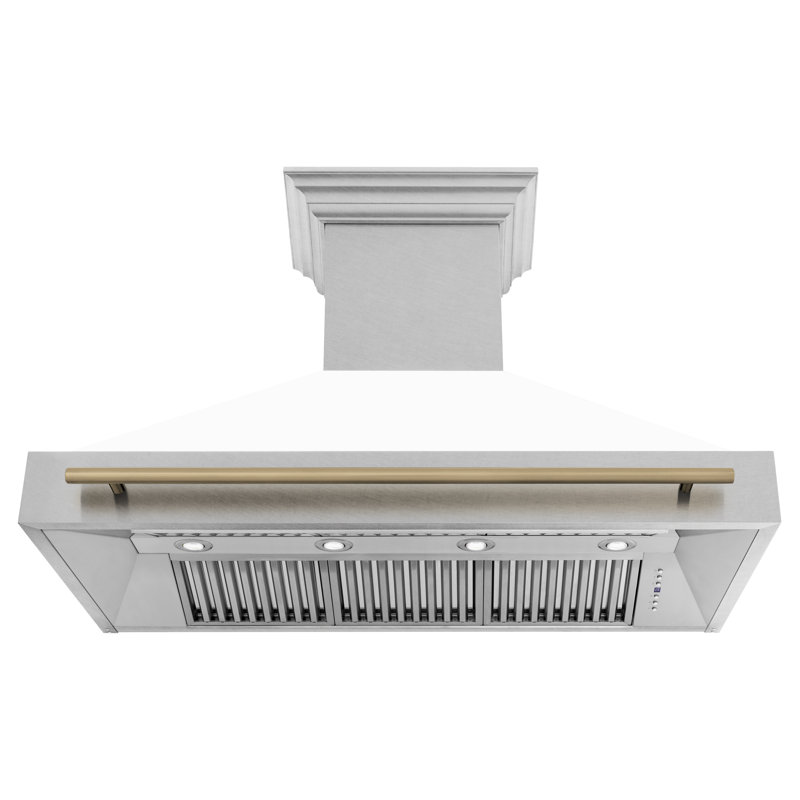 48" ZLINE Autograph Edition Fingerprint Resistant Stainless Steel Range Hood with White Matte Shell