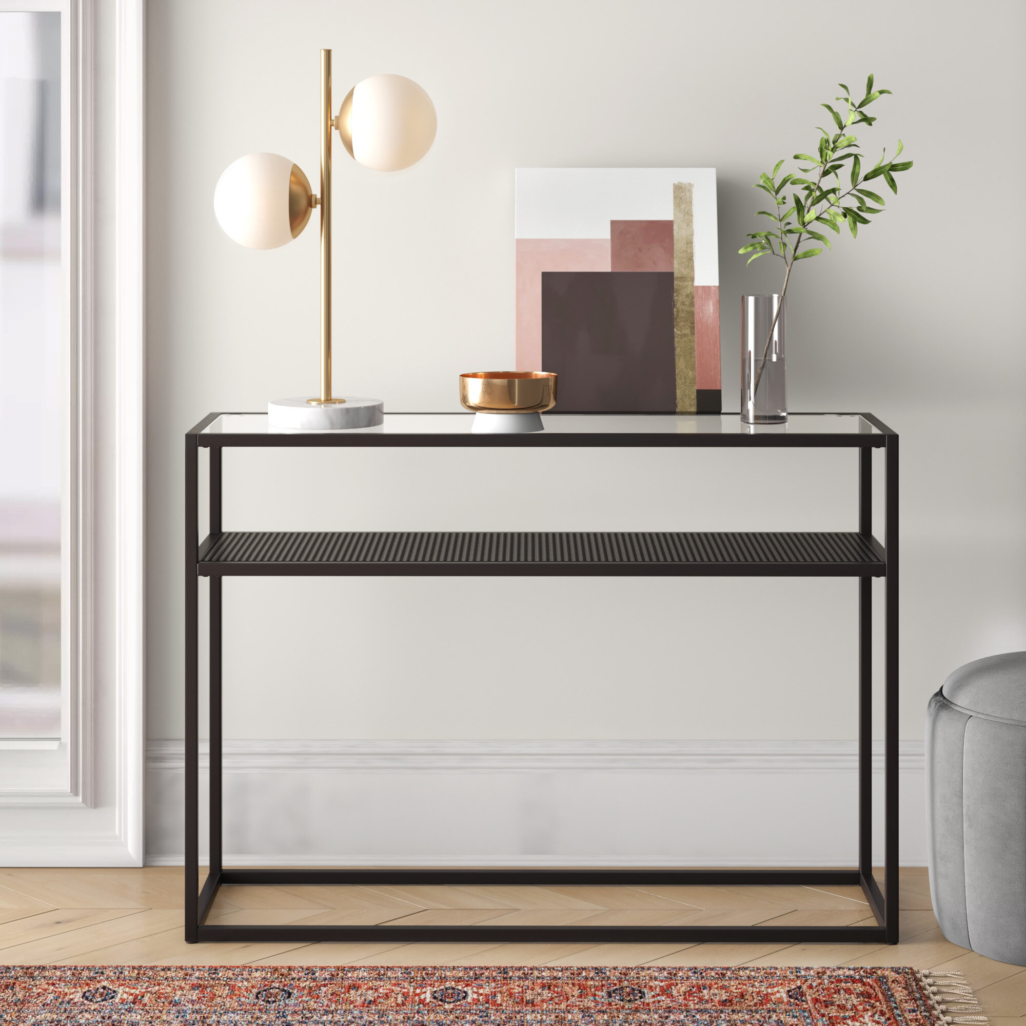 Latitude Run® Aliaha 42'' Glass Top Console Table & Reviews - Wayfair ...