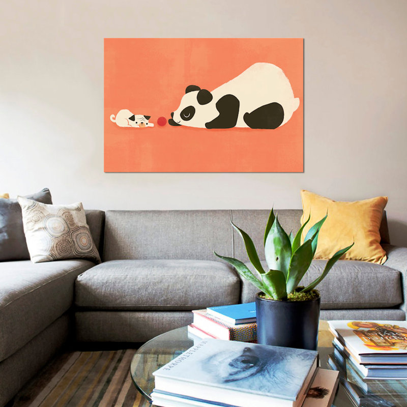 «The Pug and the Panda», impression sur toile, H 12 po x l 18 po x P 1,5 po, Toile tendue, Pas de tapis