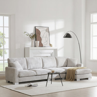 119*55" Modern Oversized Sectional Sofa,L-Shaped Luxury Couch Set With 2 Free Pillows,5-Seat Chenille Indoor Furniture With Chaise For Living Room,Apa by Latitude Run