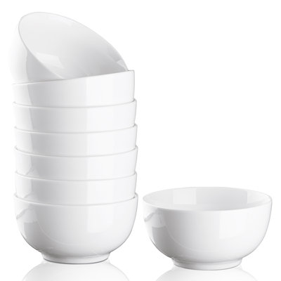 10 oz Soup/Cereal Bowls Set of 8, White Ceramic Bowls
