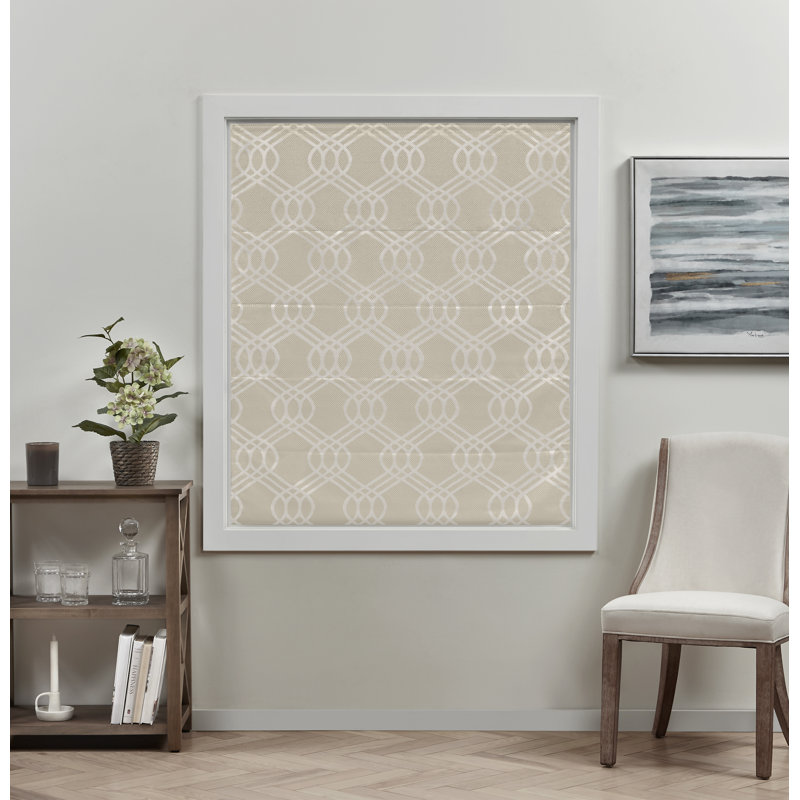 Natural Woven Jacquard Cordless Blackout Roman Shade 27" x 64"