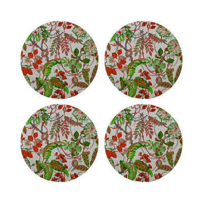 Plumeria Round Beaded Smooth Placemat