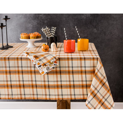 Happy Halloween Plaid Tablecloth - 52x52