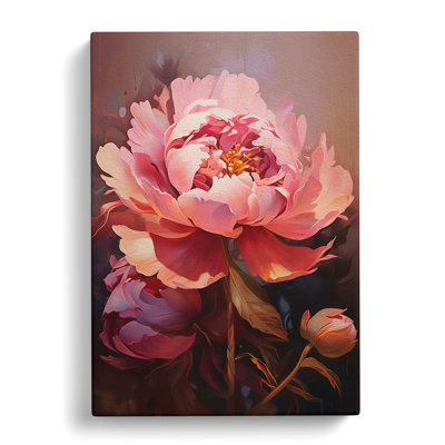 Peony Flower Contemporary - Wrapped Canvas