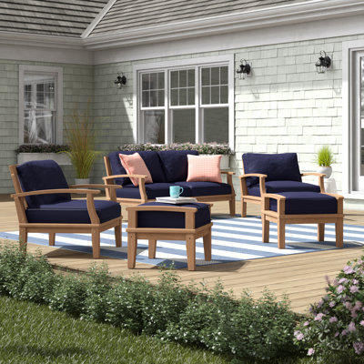 Ensemble de patio extérieur en teck 5 pièces Pier