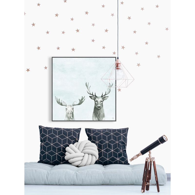 «Antler Duo» par Marmont Hill - peinture sur toile à cadre flottant, H 32 po x l 32 po x P 1,5 po