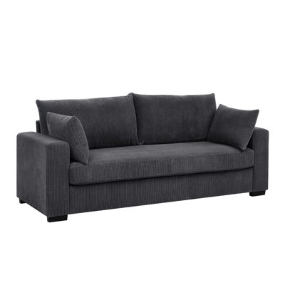 Velours côtelé gris foncé à 2 places avec tissu côtelé doux, hauteur de 34 pouces, convient aux espaces invités, espaces de vie hauts et texturés polyvalents