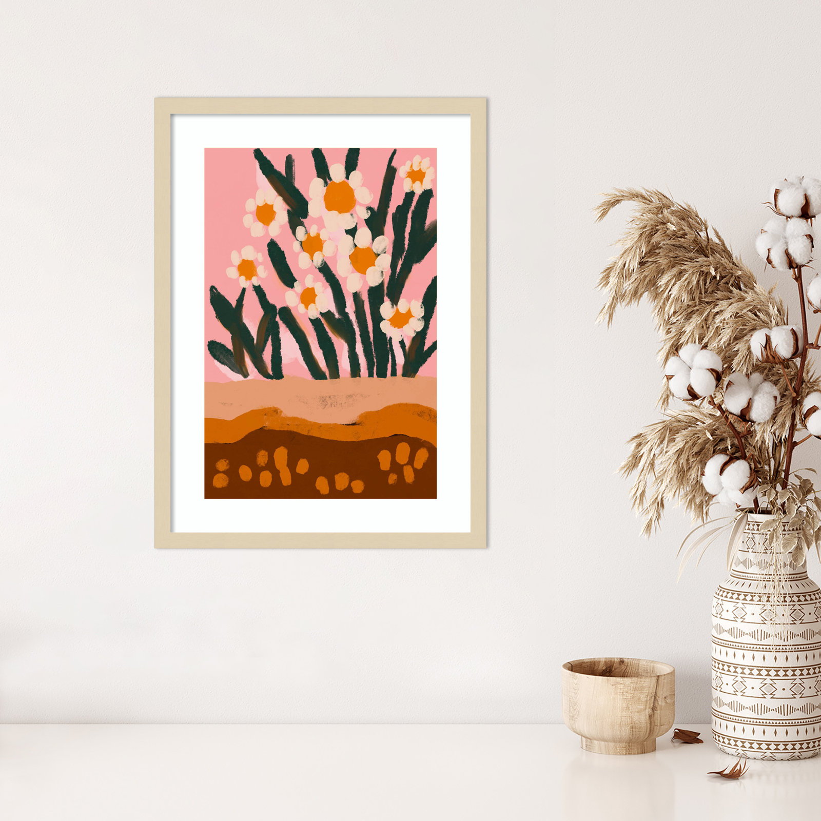 Pastel Flower Impression No 3, Brown, 25" H x 19" W