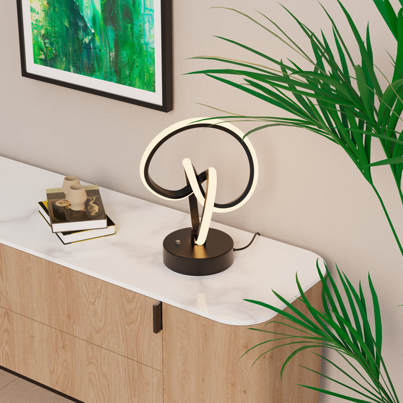 Abstract Art 12W LED Table Lamp 11" - 3000K Warm Light- Abstract Design in Matte Black