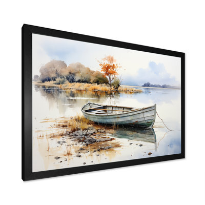 «Blue and Orange Autumn Tranquility», bateau de pêche, art mural