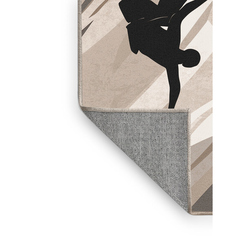 Tapis beige moderne lavable à la machine Paxton Capoeira Dance Fight, 7 x 9