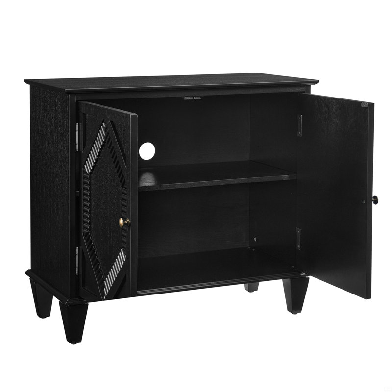 Buffet rétro 33,6 "en bois avec rangement, Noir