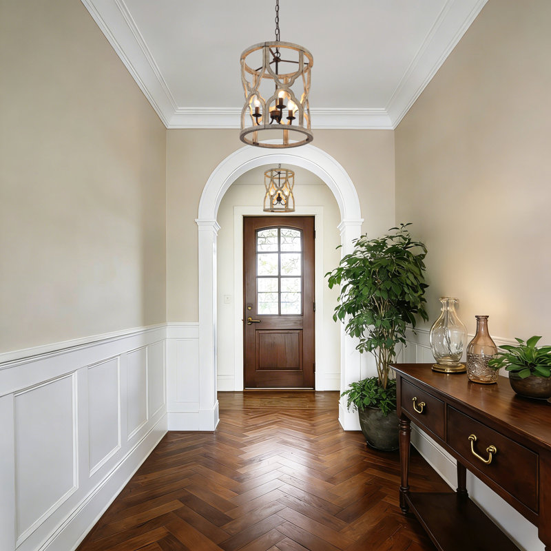 Gatlin 14" W 3-Light Metal and Wood Drum Chandelier