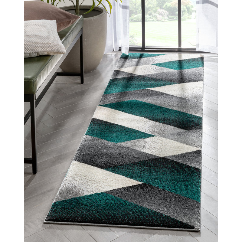 Leona Geometric Synthetic Area Rug, Runner 67 x 220cm