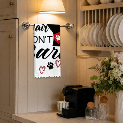  Linges de cuisine en microfibre, linges à vaisselle réutilisables absorbants, décoratifs résistants à la décoloration, 16 po x 24 po, typographie cœur noir et rouge