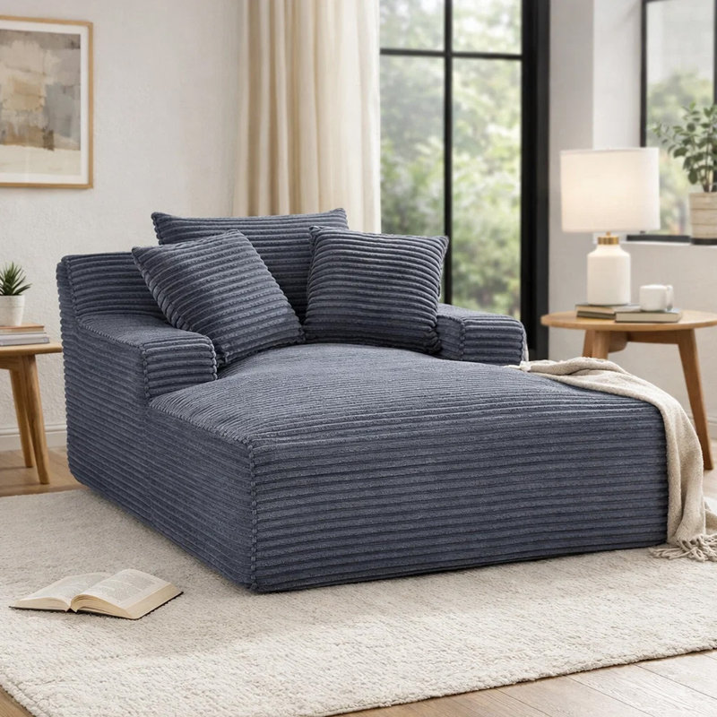 Cline Upholstered Chaise Lounge, Grey