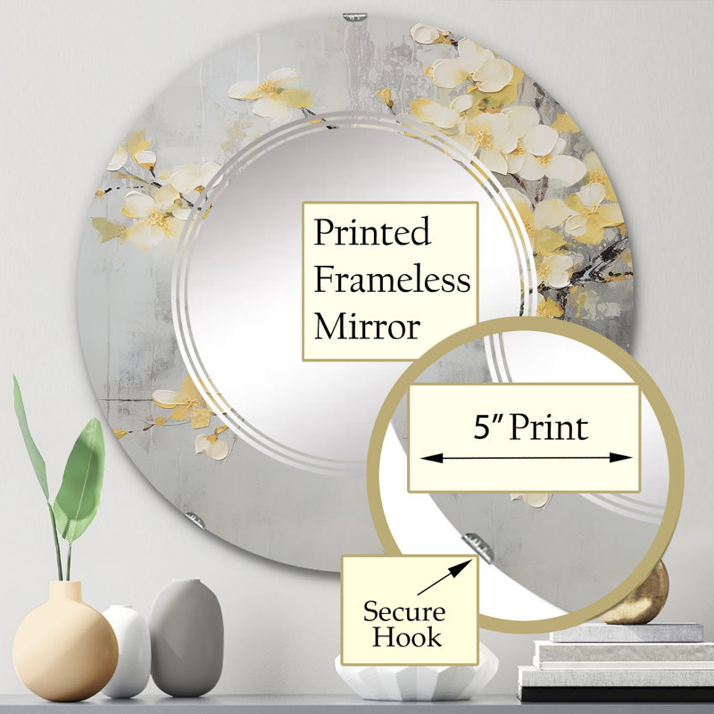 Ferncliffe - Miroir mural floral rond, 24 po x 24 po