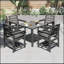 Ensemble de 5 tables de salle à manger en PEHD toutes saisons avec 2 trous pour parasol de jardin-1882120473