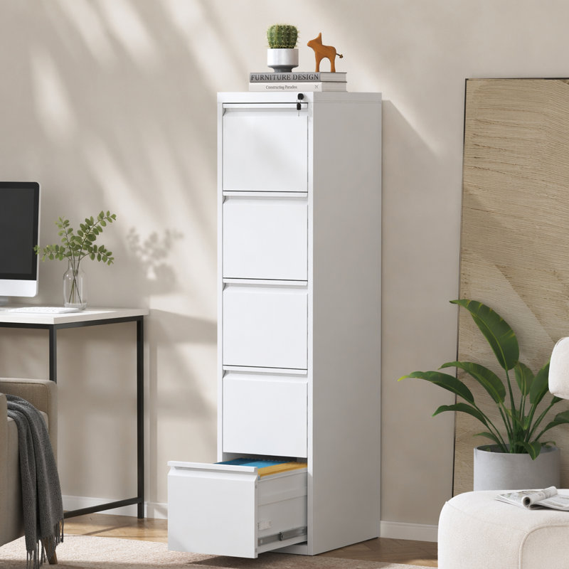 Classeur vertical en métal avec serrure Office Home Classeur vertical en acier A4 Légal / Lettre, White