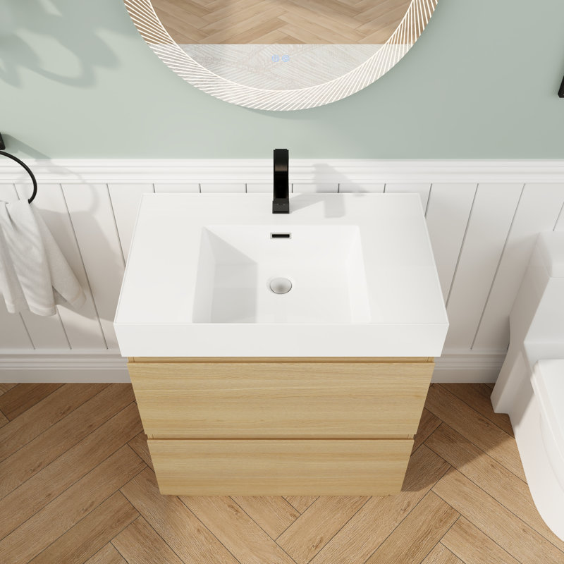 Meuble-lavabo moderne 30 po avec 2 tiroirs, meuble-lavabo moderne pour petites salles de bain, 30"