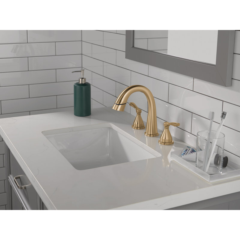 Stryke 3-Hole Widespread Pull Out Sprayer Bathroom Faucet, 2-Handle Bathroom Sink Faucet, Lumicoat Champagne Bronze