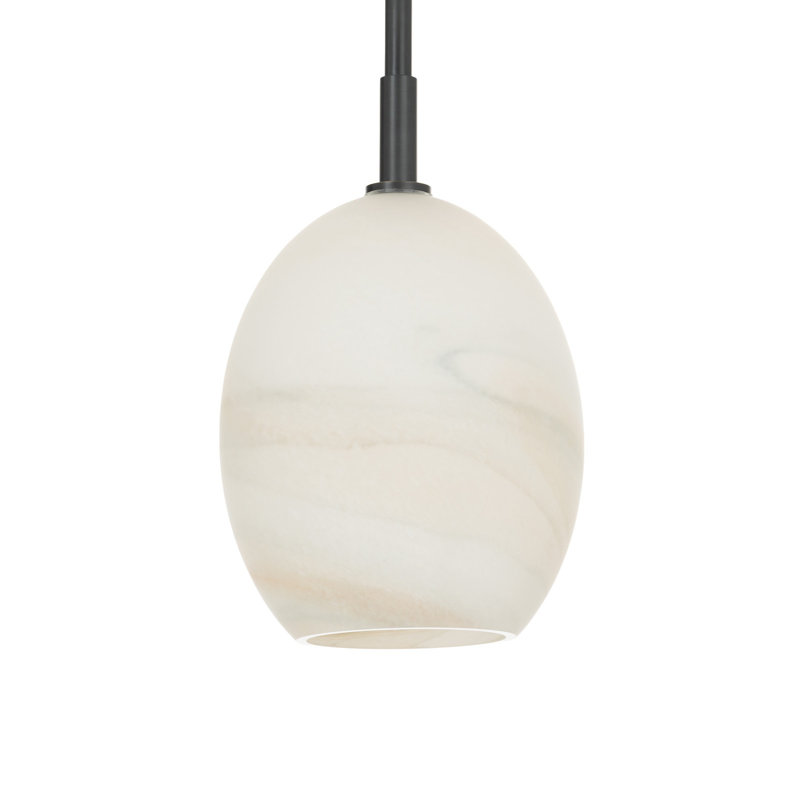 Luminaire suspendu simple Artemis (verre), Albâtre, Bronze frotté à l'huile