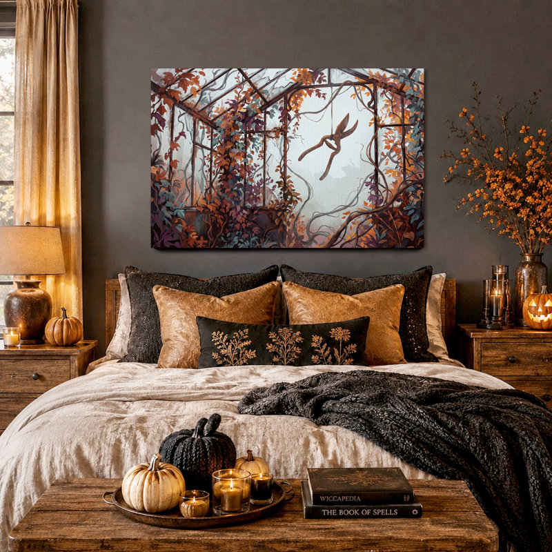 «Autumn Vines in Overgrown Greenhouse», art mural sur toile, H 36 po x l 48 po