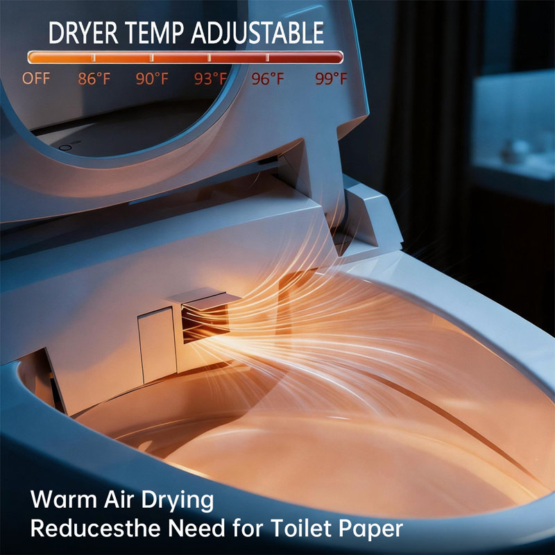 One-Piece Elongated Smart Toilet with Automatic Open/Close Lid, Silent Power Flush Internal Tank, Foam Shield & ADA Comfort Height