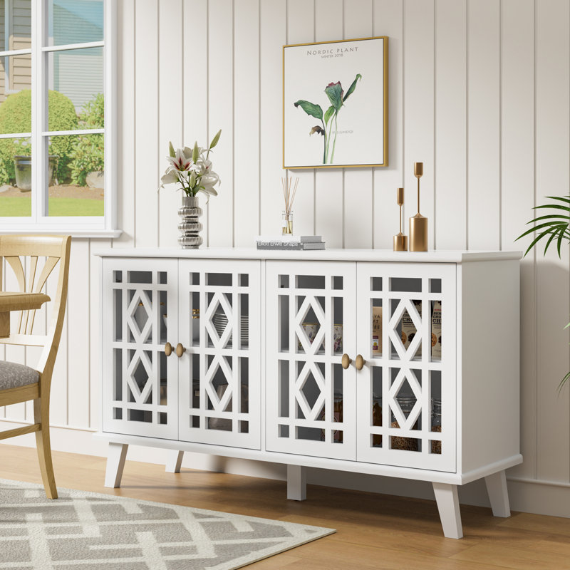 52''W Four Hollow Door Sideboard, White
