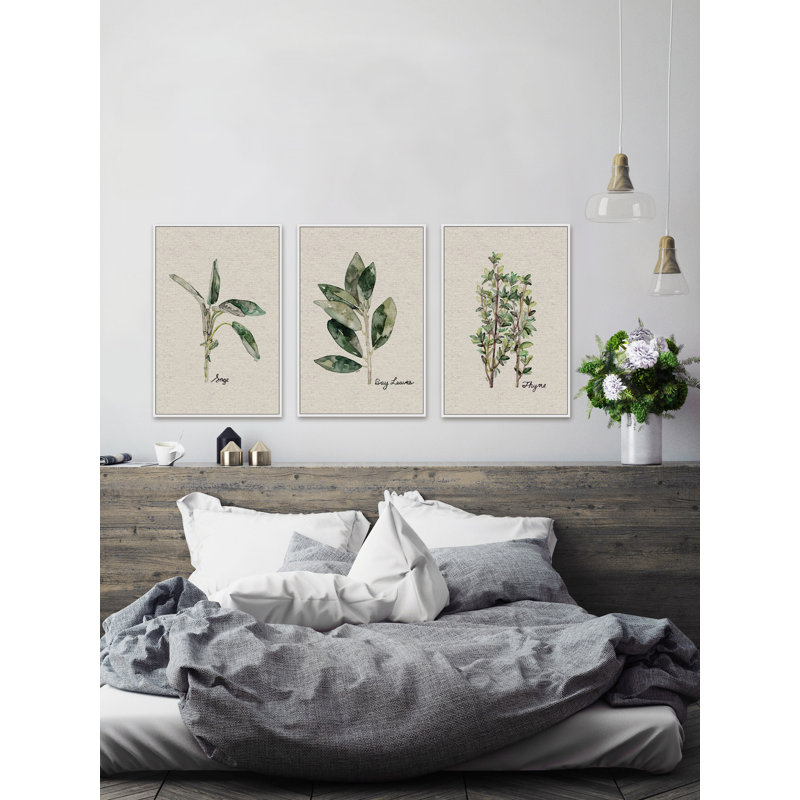 «Herb Trio II Triptych» par Rachel Byler - Ensemble de 3 reproductions sur toile flottantes, H 60 po x l 40 po x L 1,5 po
