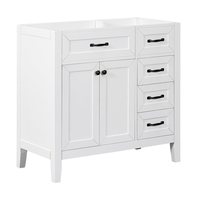 White 36" Freestanding Bathroom Vanity Cabinet with Drawers