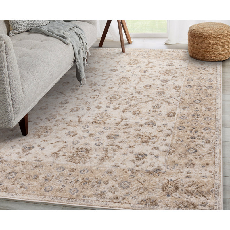Tapis oriental élégant beige ivoire Elegant, Rectangle 5 pi 3 po x 7 pi 7 po