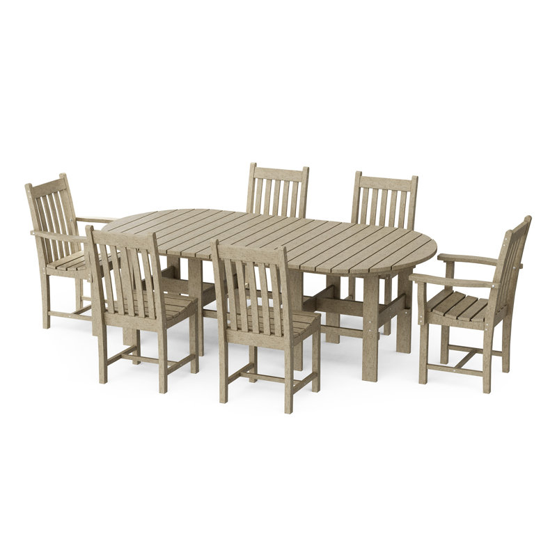 Classic 7-Piece 44" x 84" Dining Set, Weathered Wood