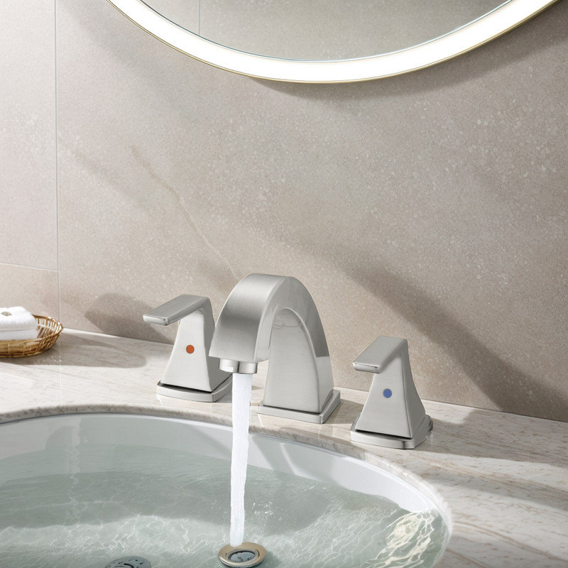 2-handle Bathroom Faucet with Drain Assembly, Brushed Nickel