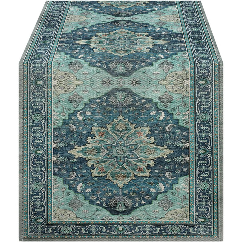 Chemin de table à motif floral bleu sarcelle bleu rustique printemps automne intérieur et extérieur