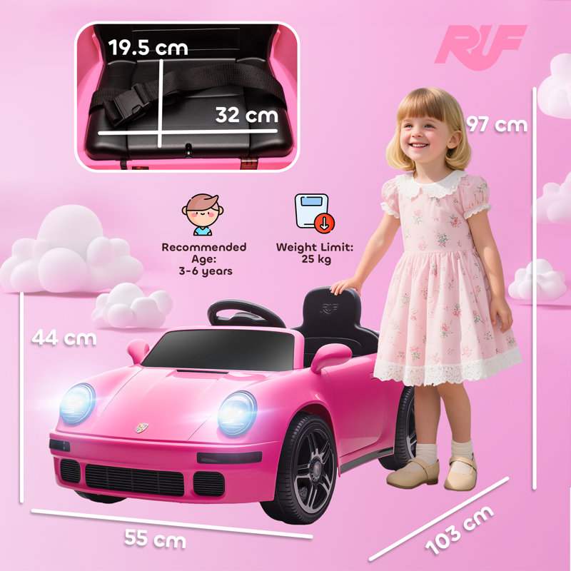 AIYAPLAY Licensed RUF CTR 2017-Yellowbird Electric Car for Kids 12V, Pink