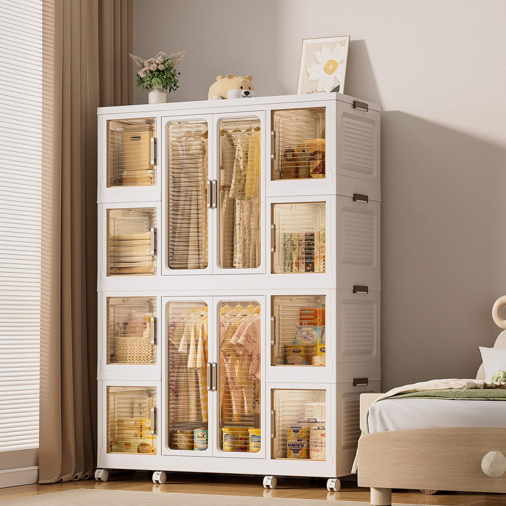 Armoire de Rangement, Penderie Portable avec Barre de Suspension